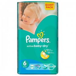 Подгузники, Pampers (Памперс) 16+ кг р. 6 №64 актив беби экстра лардж